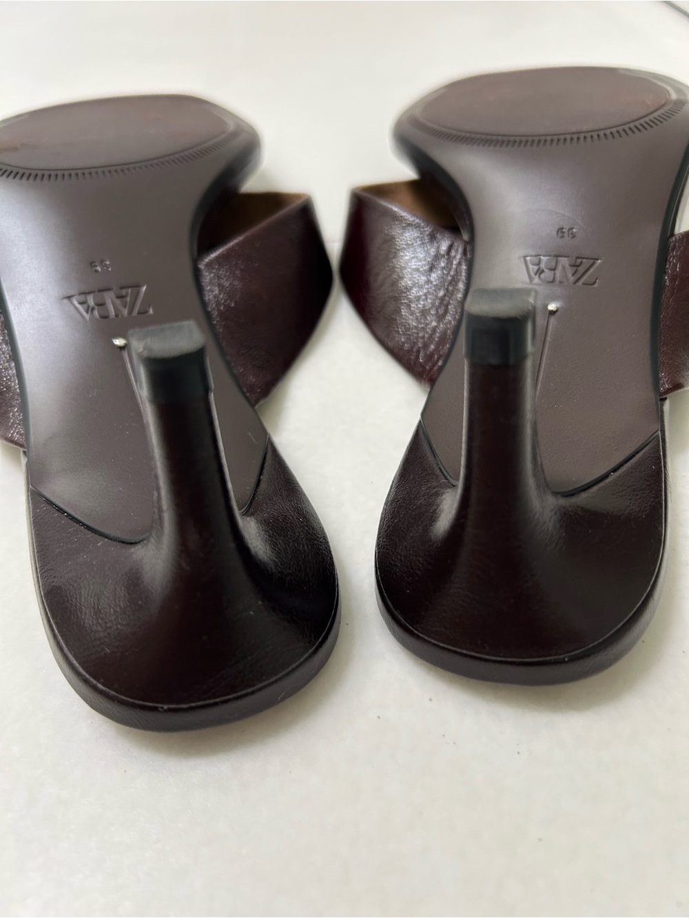 Zara Leather Kitten Heel Sandals in Chocolate - Picture 6 of 6